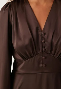 Satin V-neck Maxi Dress