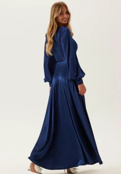 Satin Volume Sleeve Maxi Dress