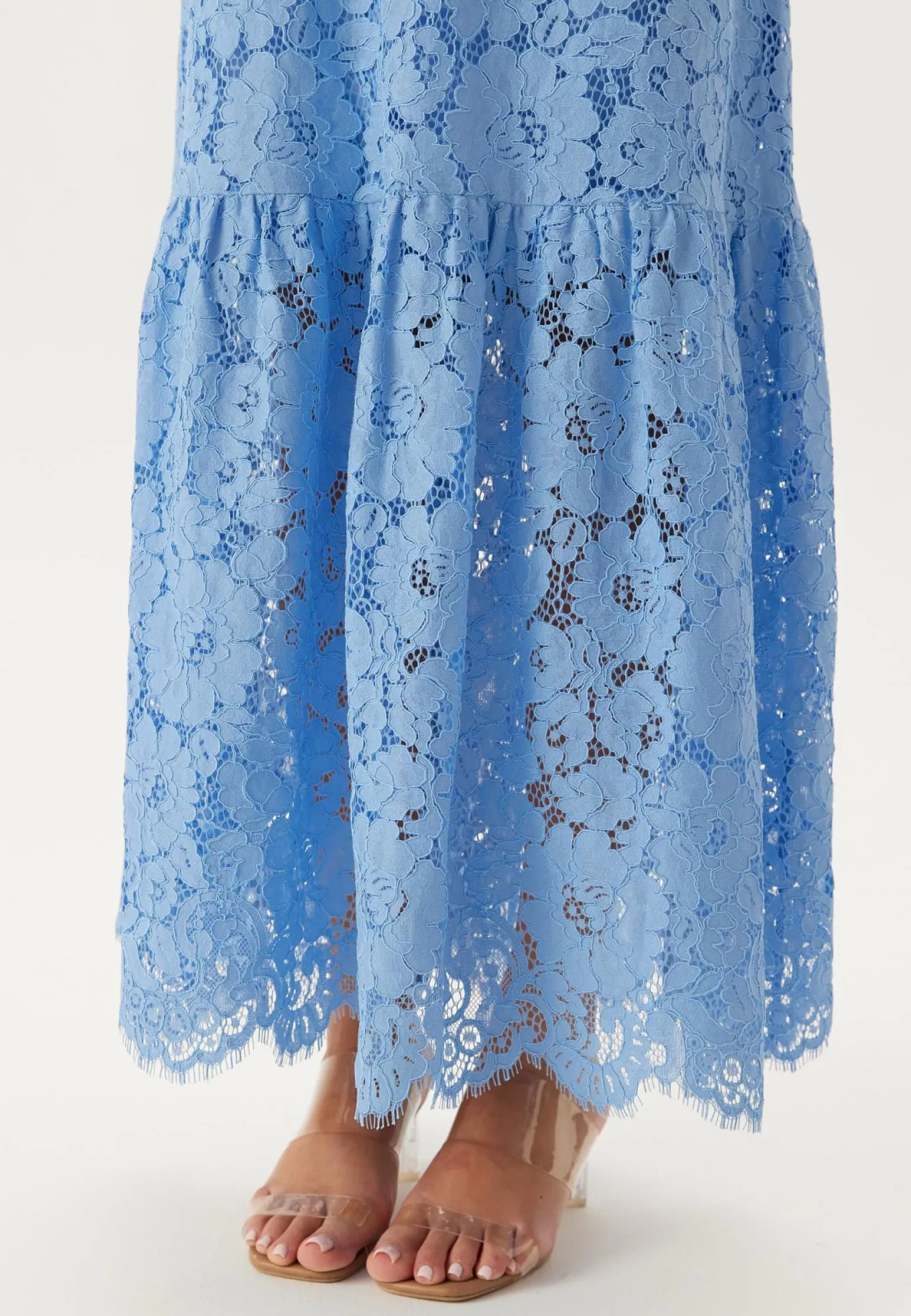 Scalloped Lace Edge Maxi Skirt