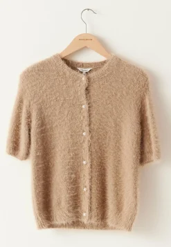 Short Sleeve Fluffy Knitted Cardigan