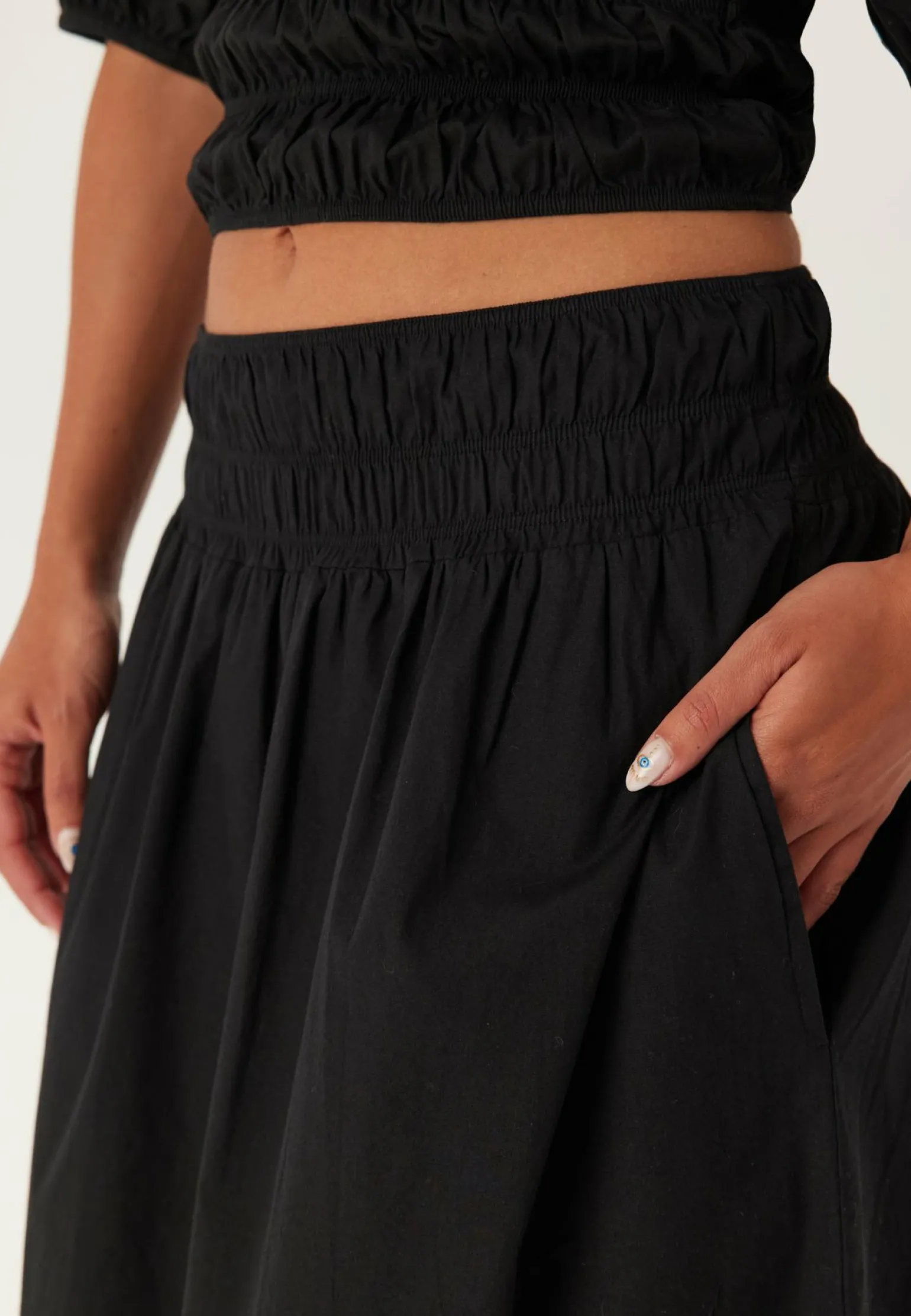 Smock Waist Maxi Skirt