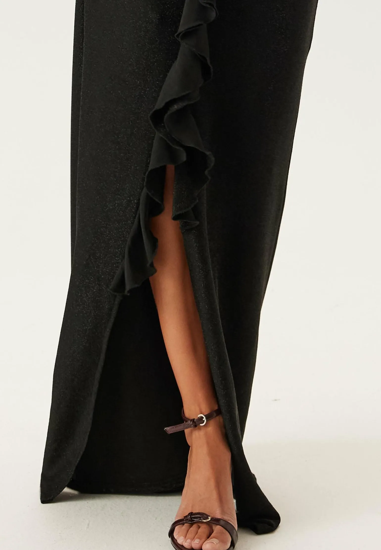 Sparkling Low V-neck Slit Gown