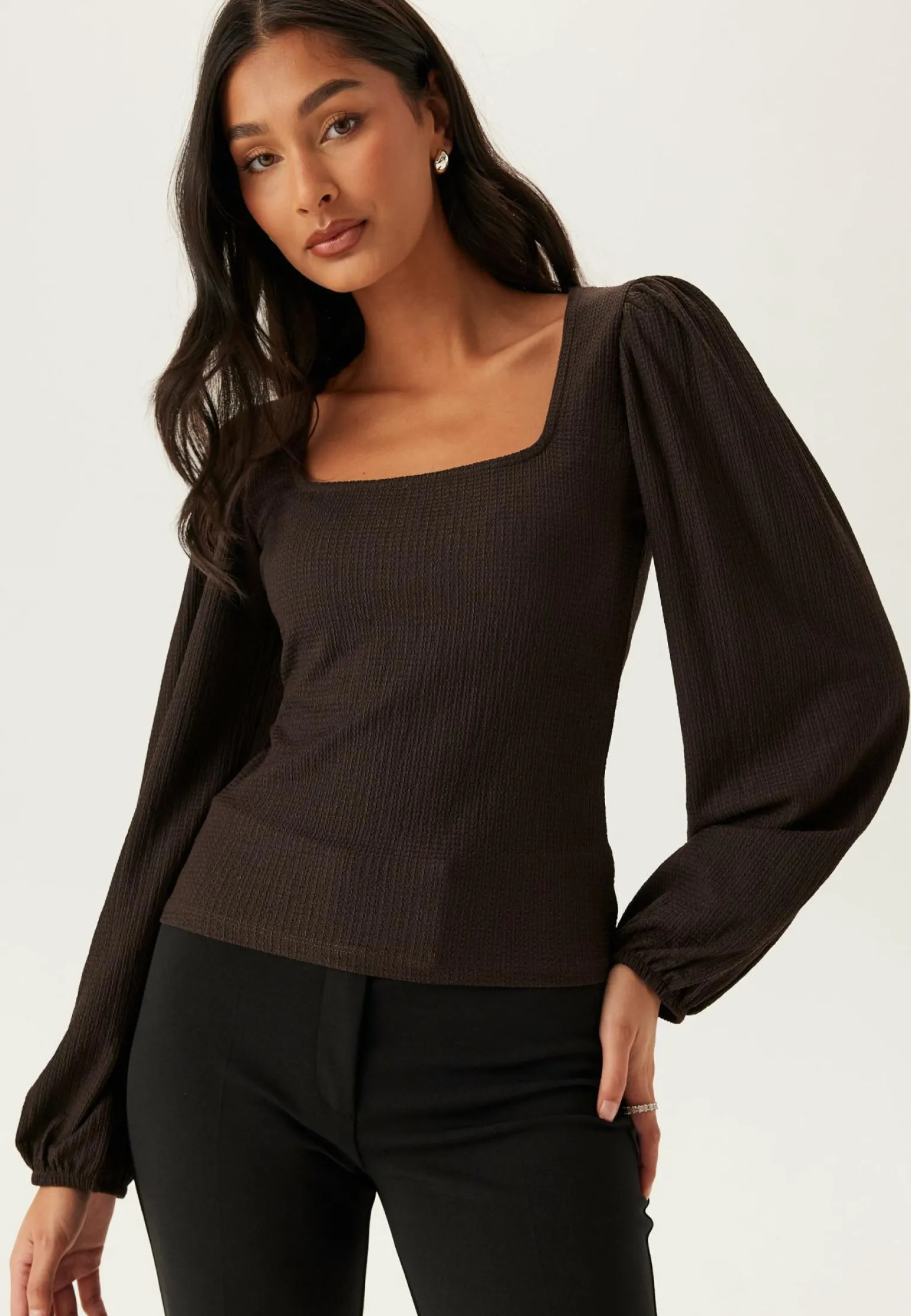 Square Neck Balloon Sleeve Top