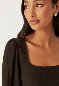 Square Neck Balloon Sleeve Top