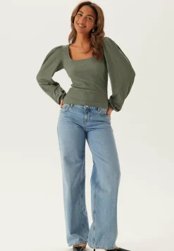 Square Neck Balloon Sleeve Top