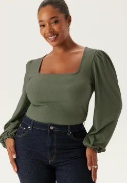 Square Neck Balloon Sleeve Top