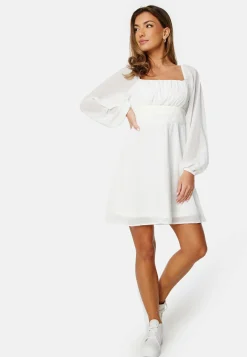Square Neck L/S Chiffon Dress