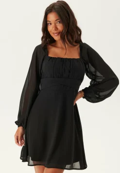 Square Neck L/S Georgette Dress