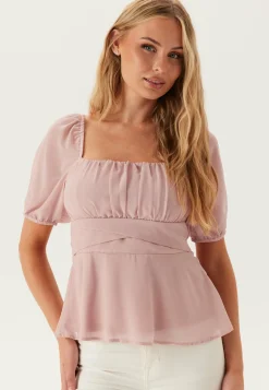 Square Neck S/S Georgette Blouse