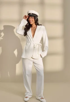 Straight High Waist Suit Trousers