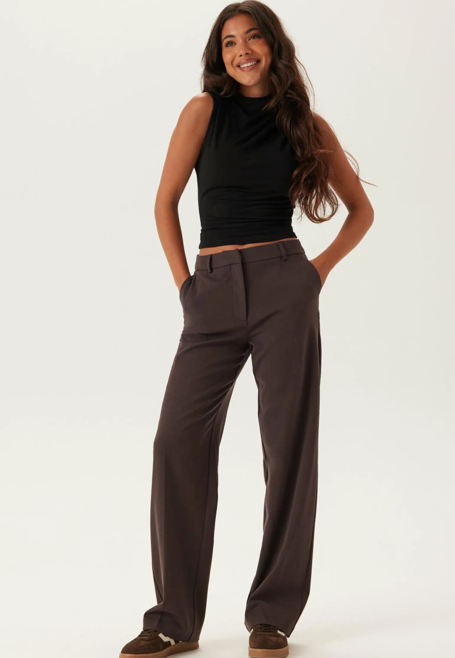 Straight High Waist Suit Trousers