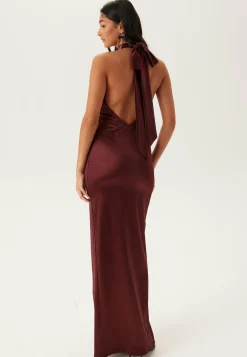 Stretch Satin Halterneck Gown