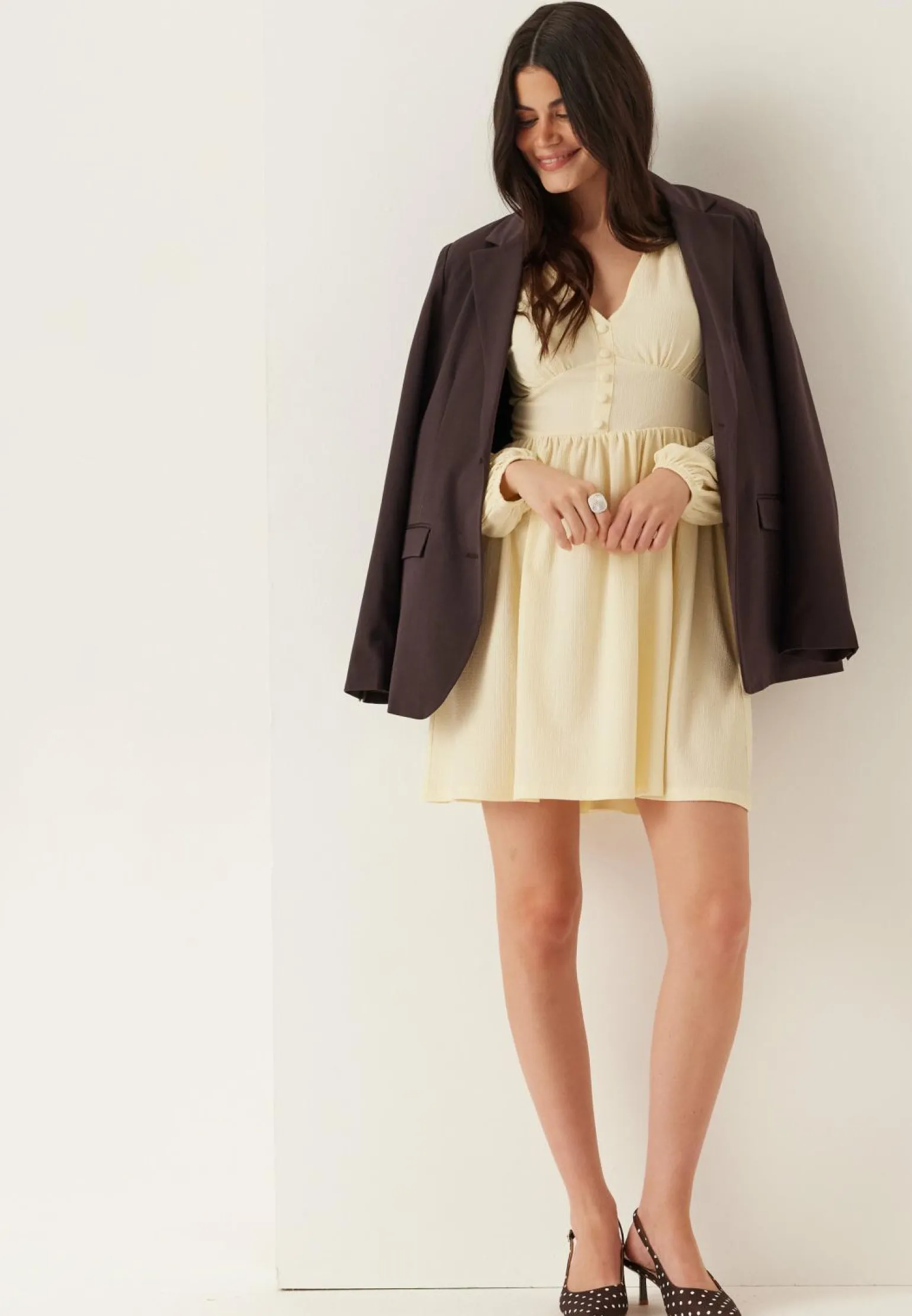 Structure Button Mini Dress