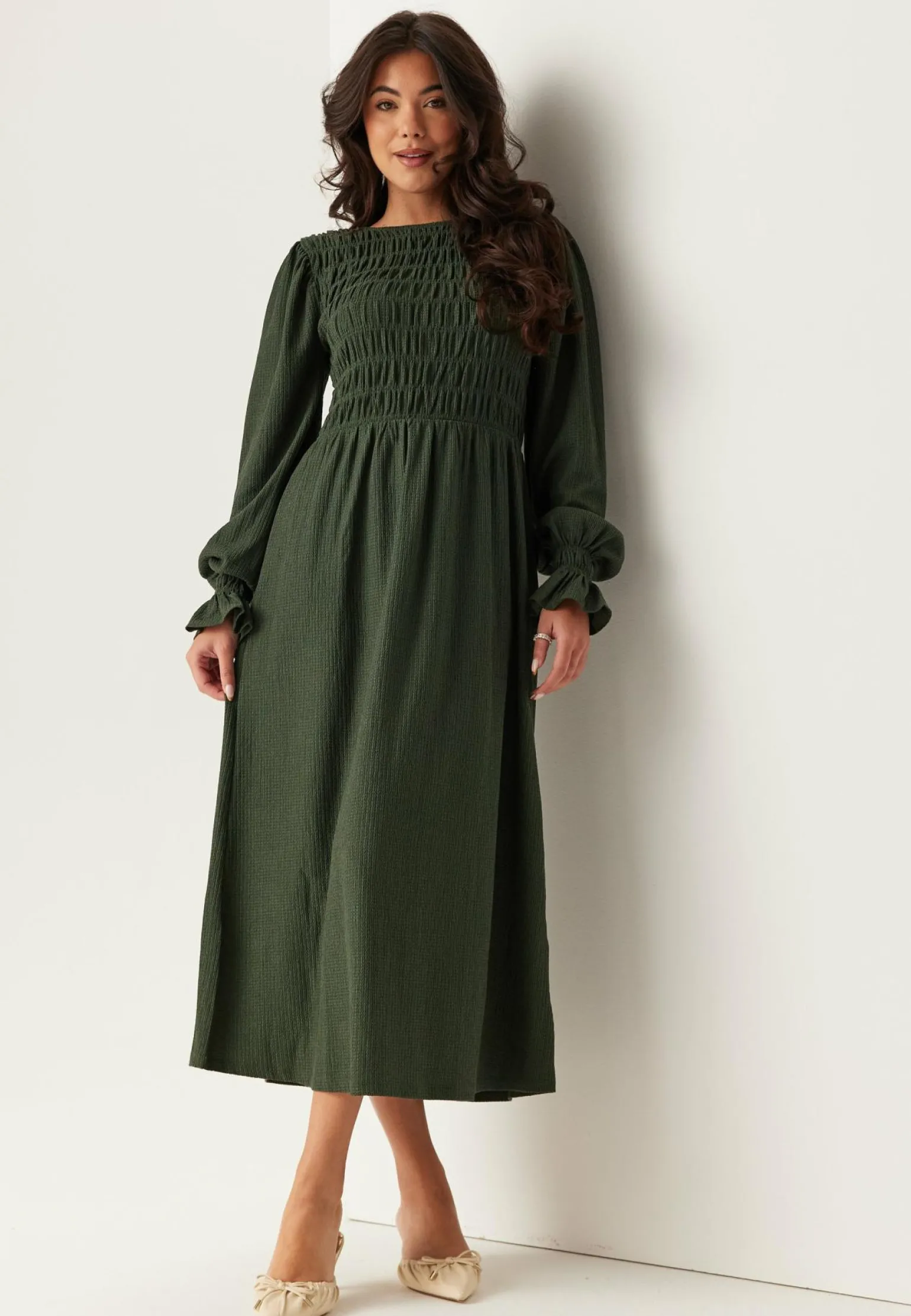 Structure Long Sleeve Midi Dress
