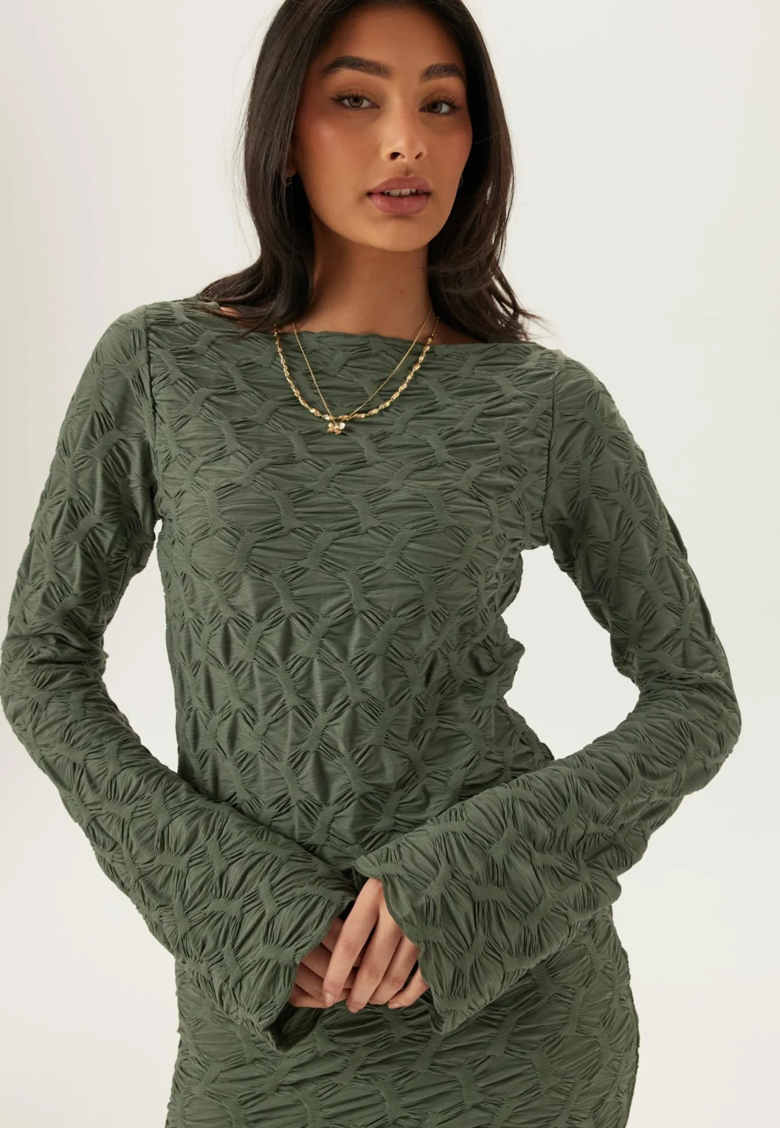 Structure Long Sleeve Midi Dress
