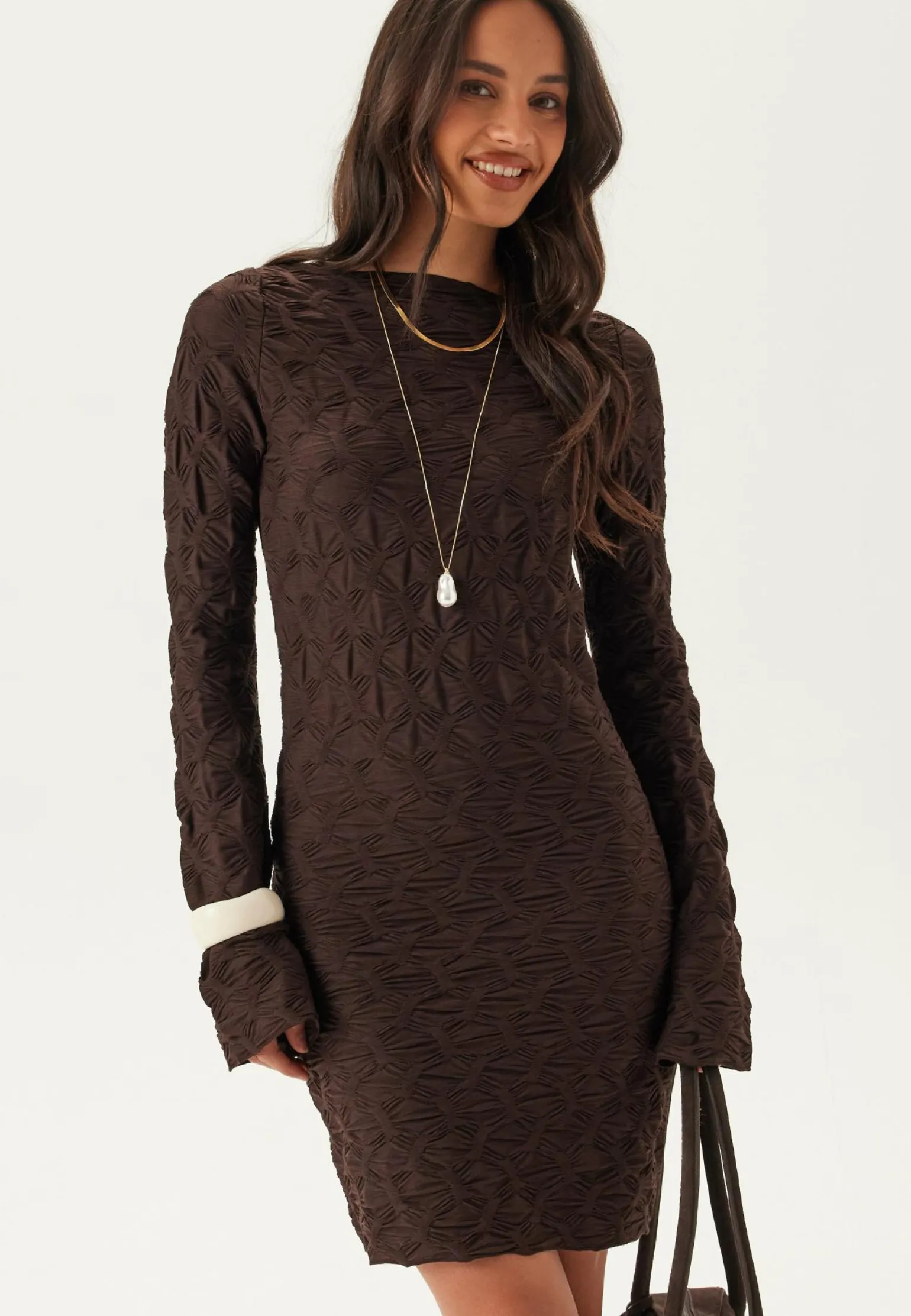 Structure Long Sleeve Short Dress