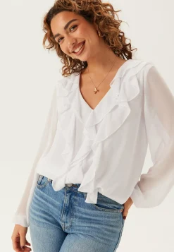Viane L/S V-NECK FRILL TOP V-N