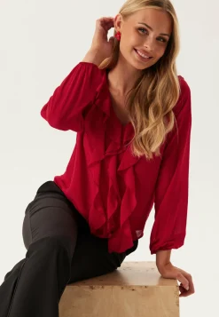 Viane L/S V-NECK FRILL TOP V-N