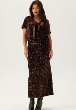 Vibelieve S/S TIE SEQUINS TOP