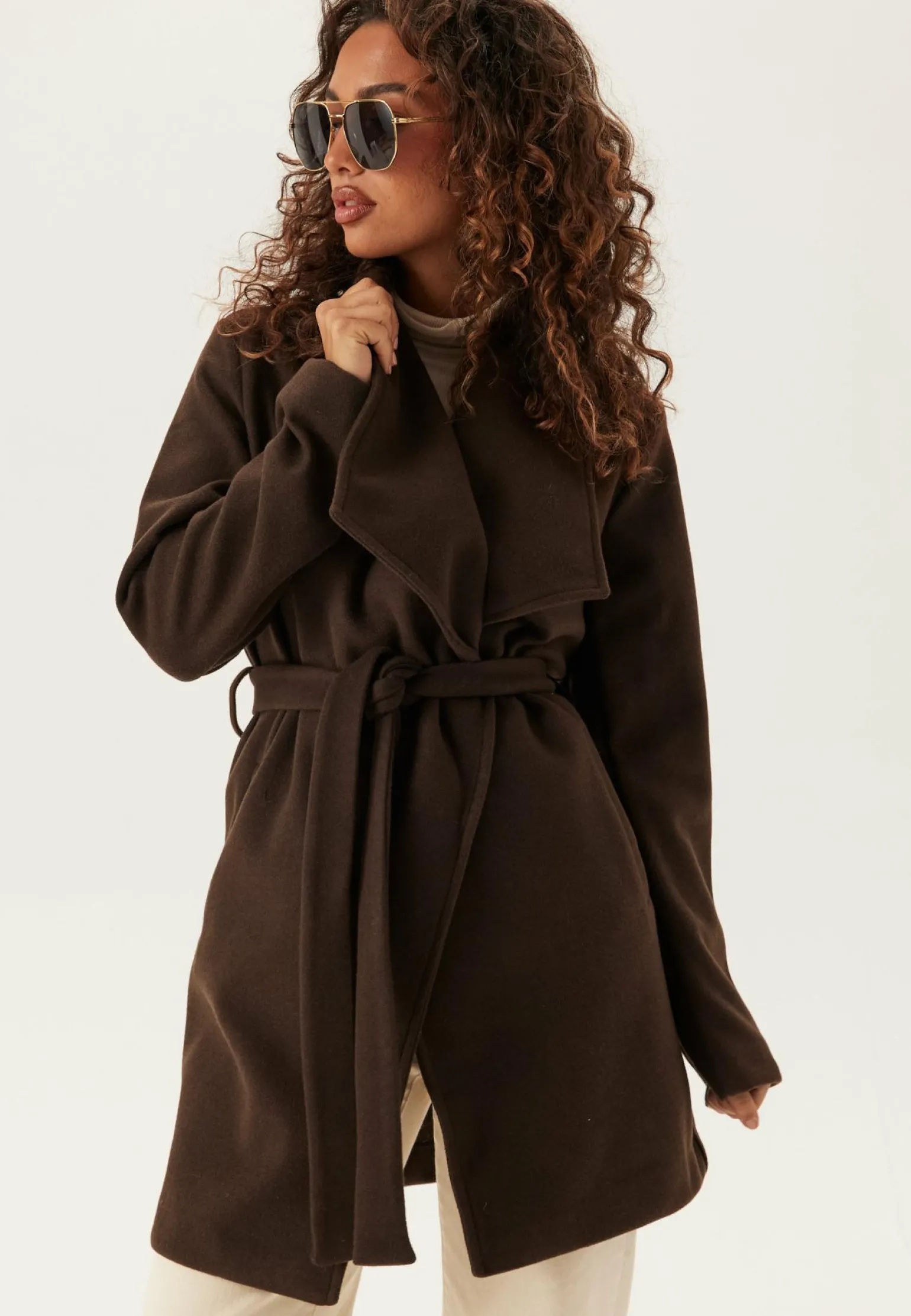 Vicooley Collar Belt Coat
