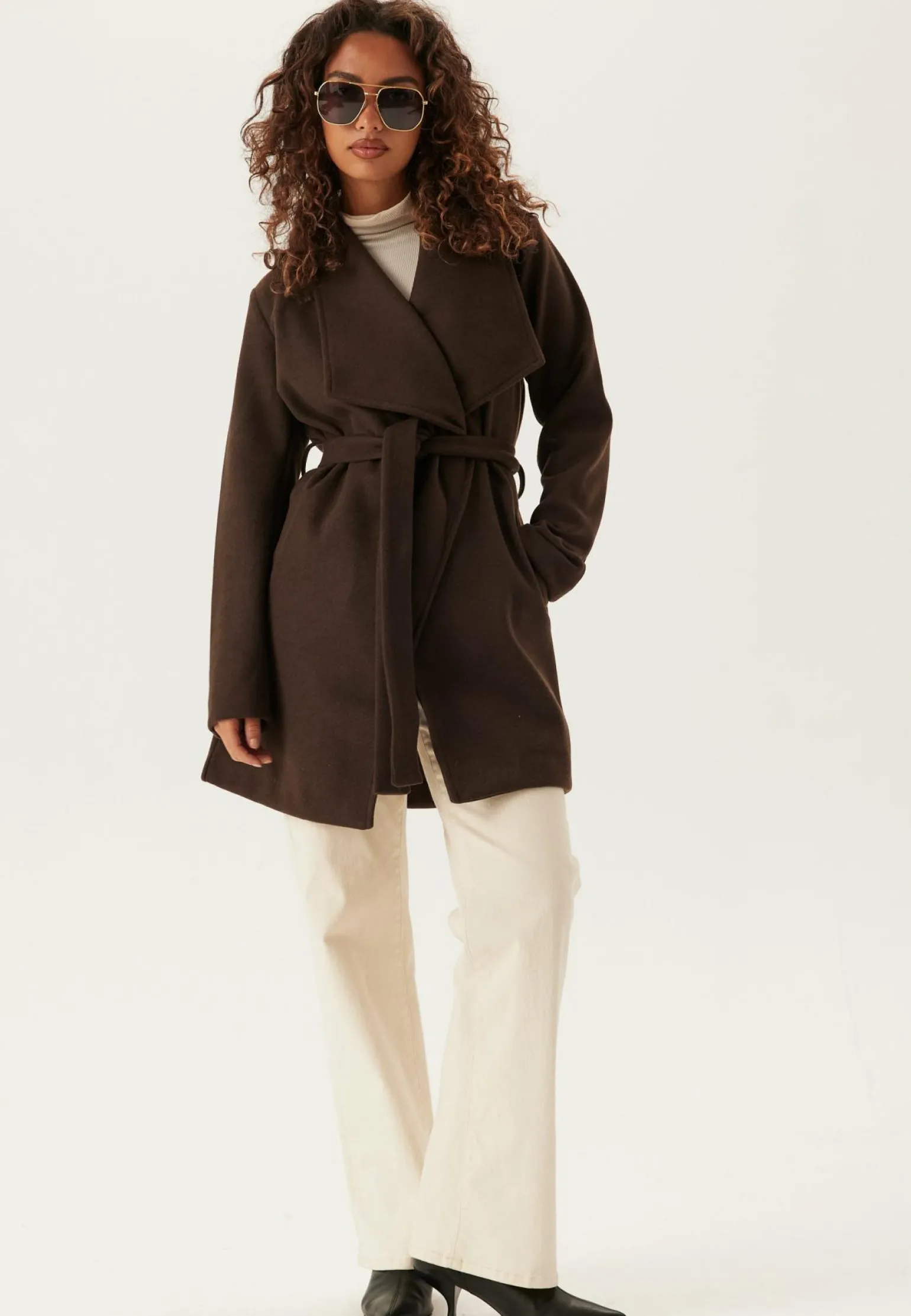 Vicooley Collar Belt Coat