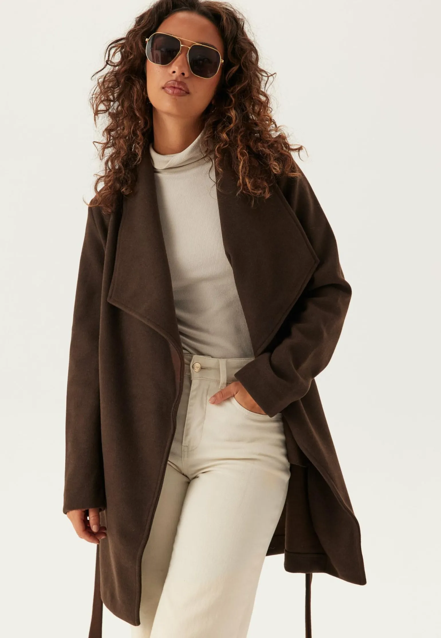 Vicooley Collar Belt Coat