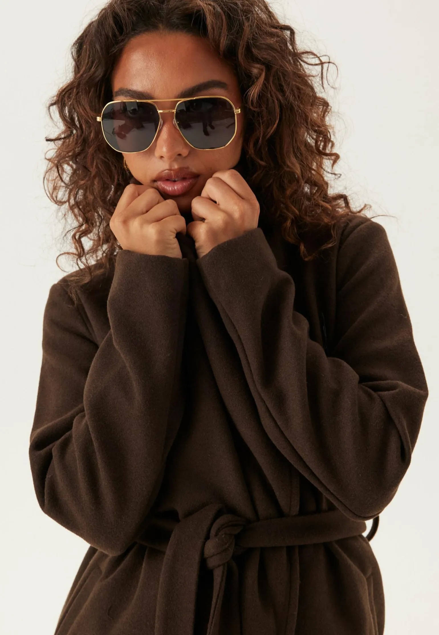 Vicooley Collar Belt Coat
