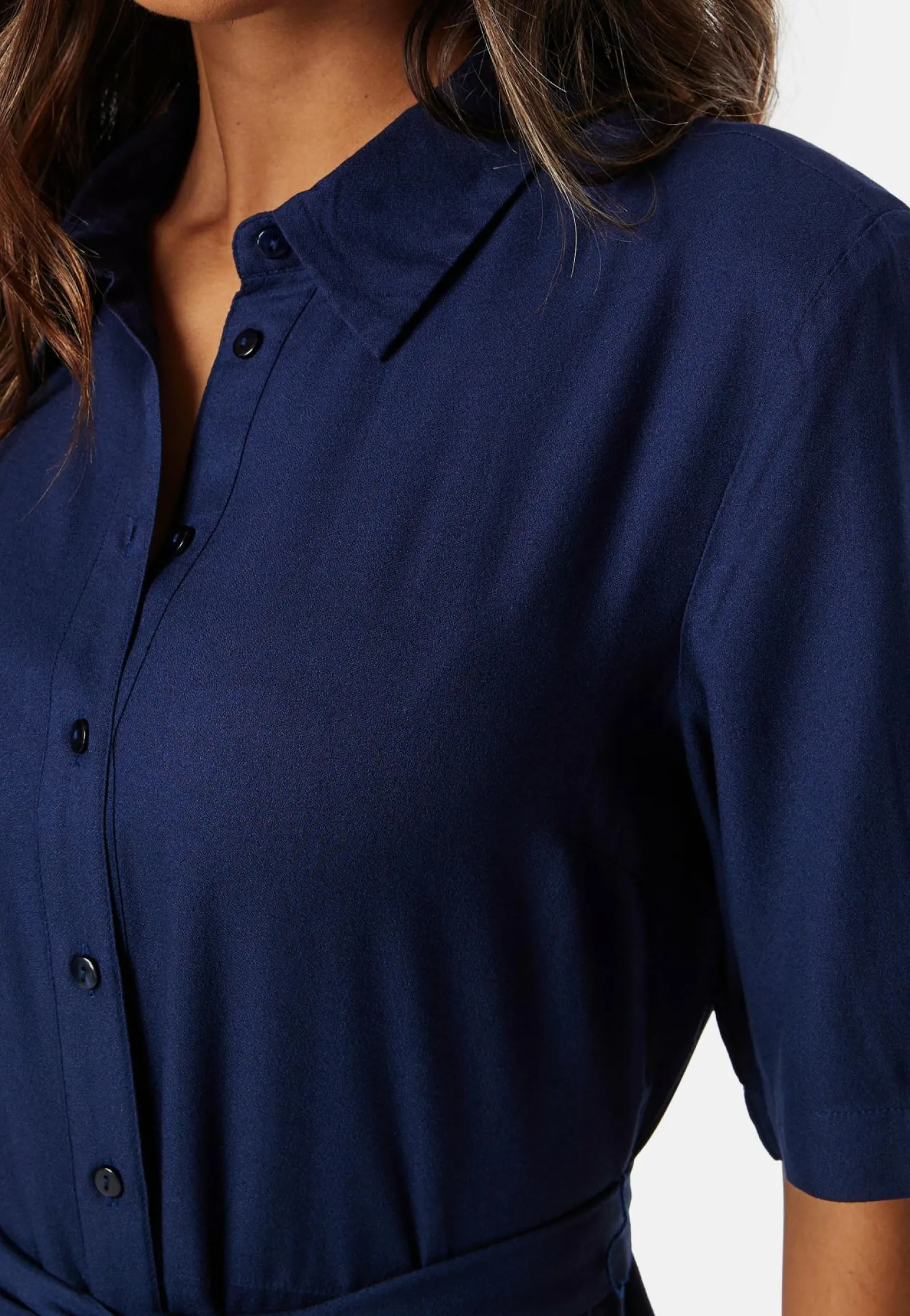 Viscose Belted Shirt Dress