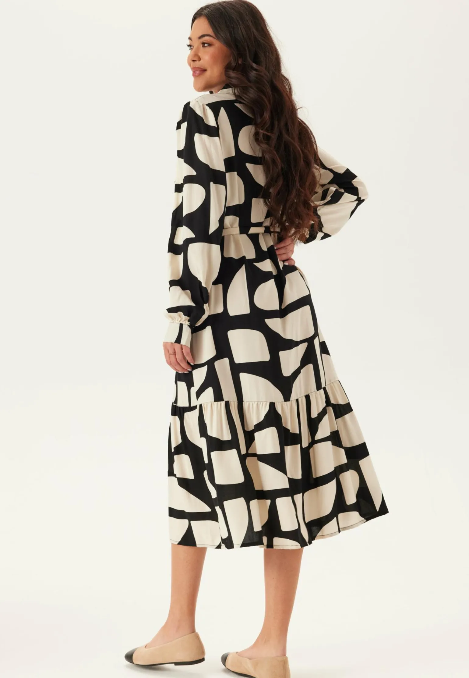 Viscose Flounce Shirt Dress
