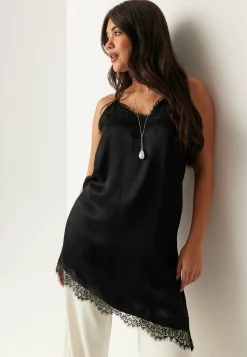 Viscose Satin Lace Mini Dress