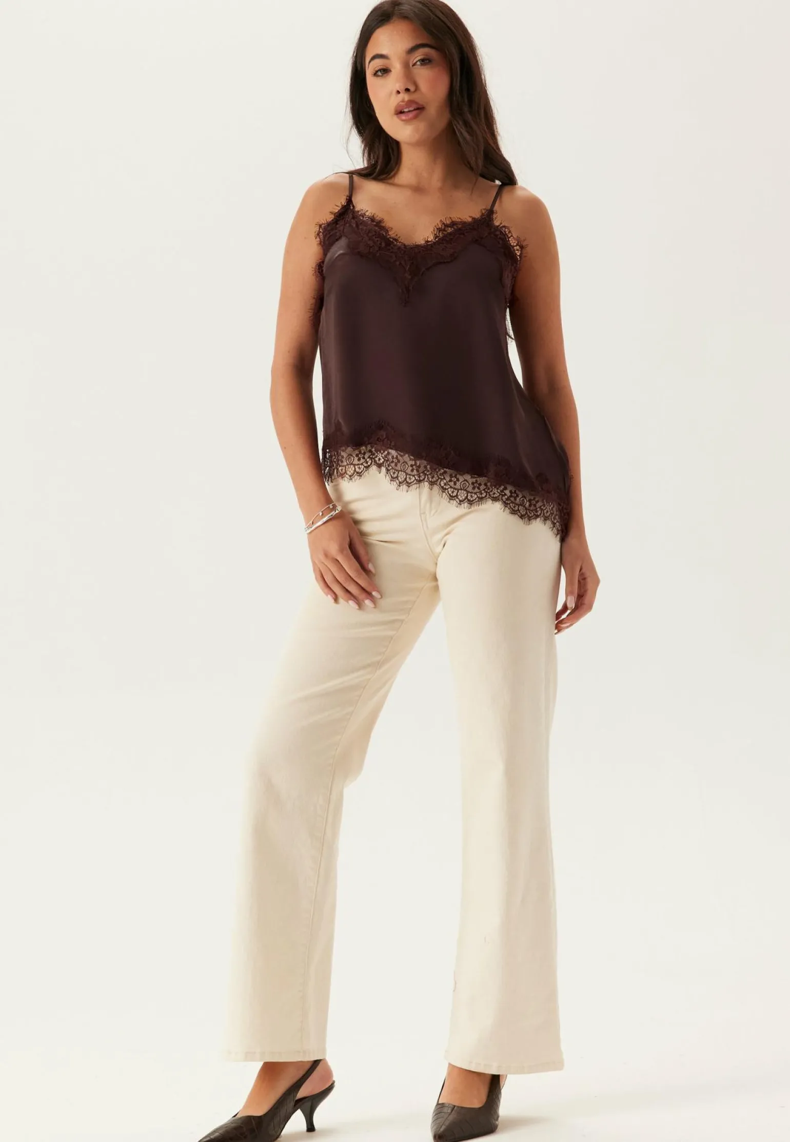Viscose Satin Lace Singlet