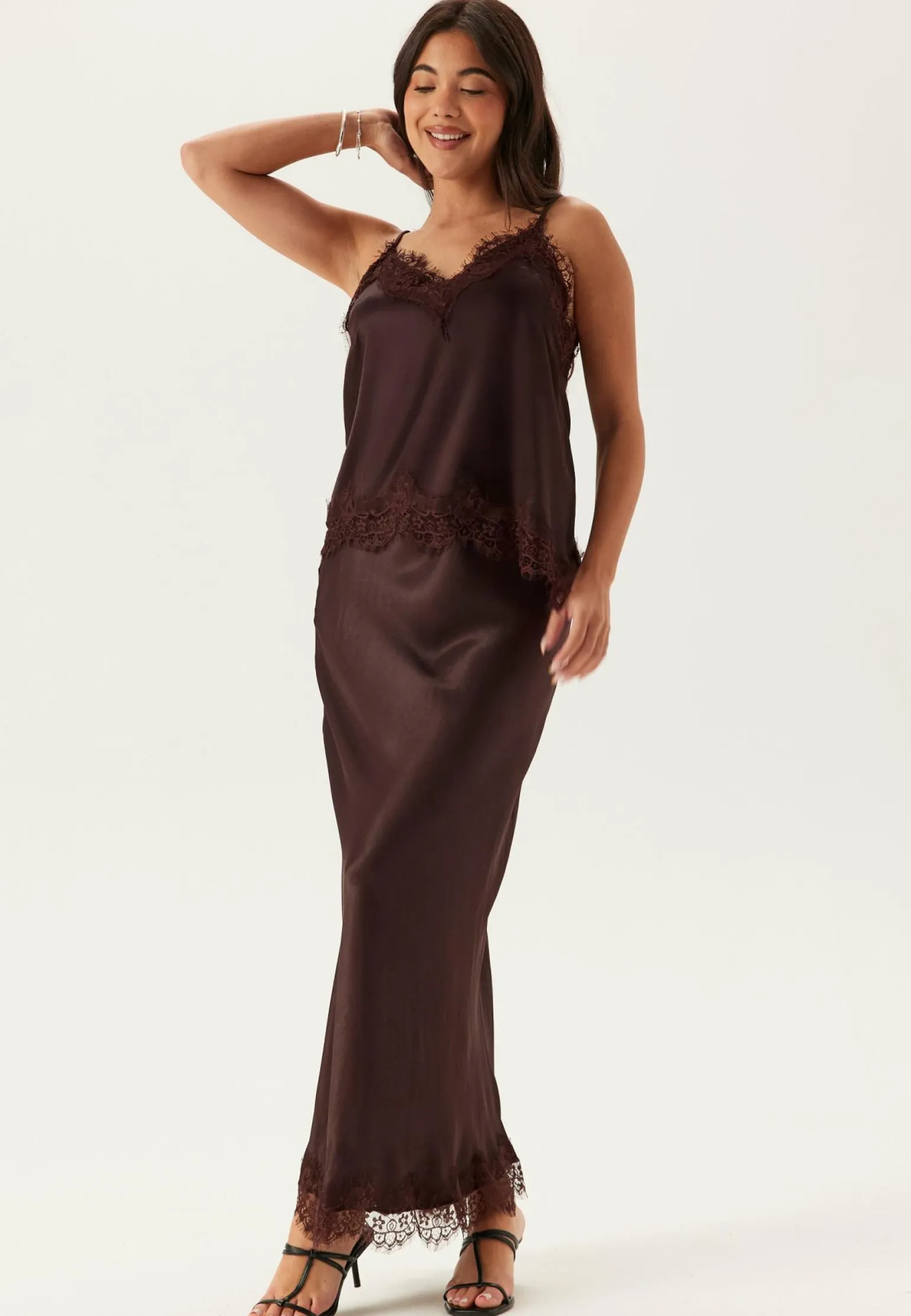 Viscose Satin Lace Singlet