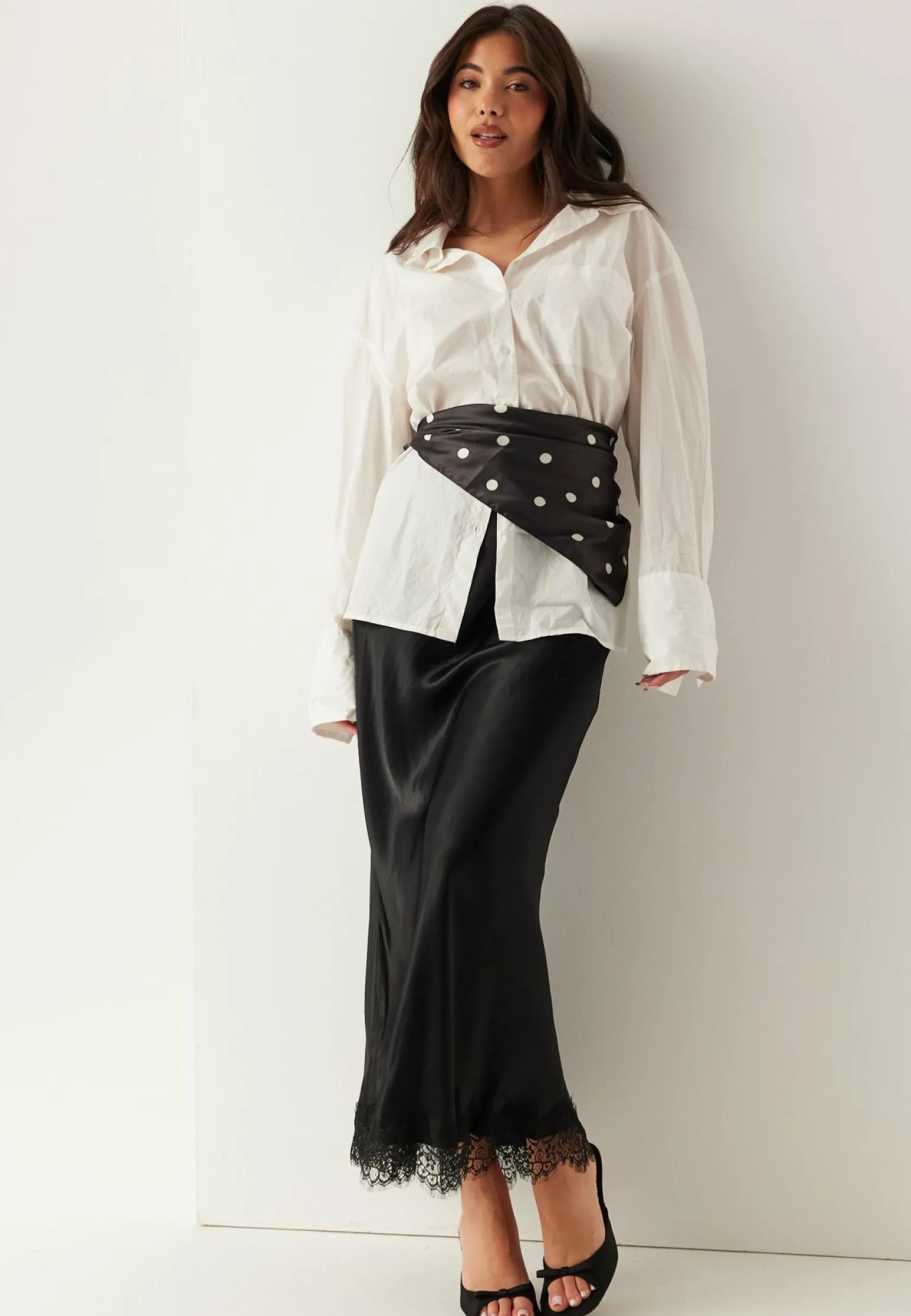 Viscose Satin Lace Skirt
