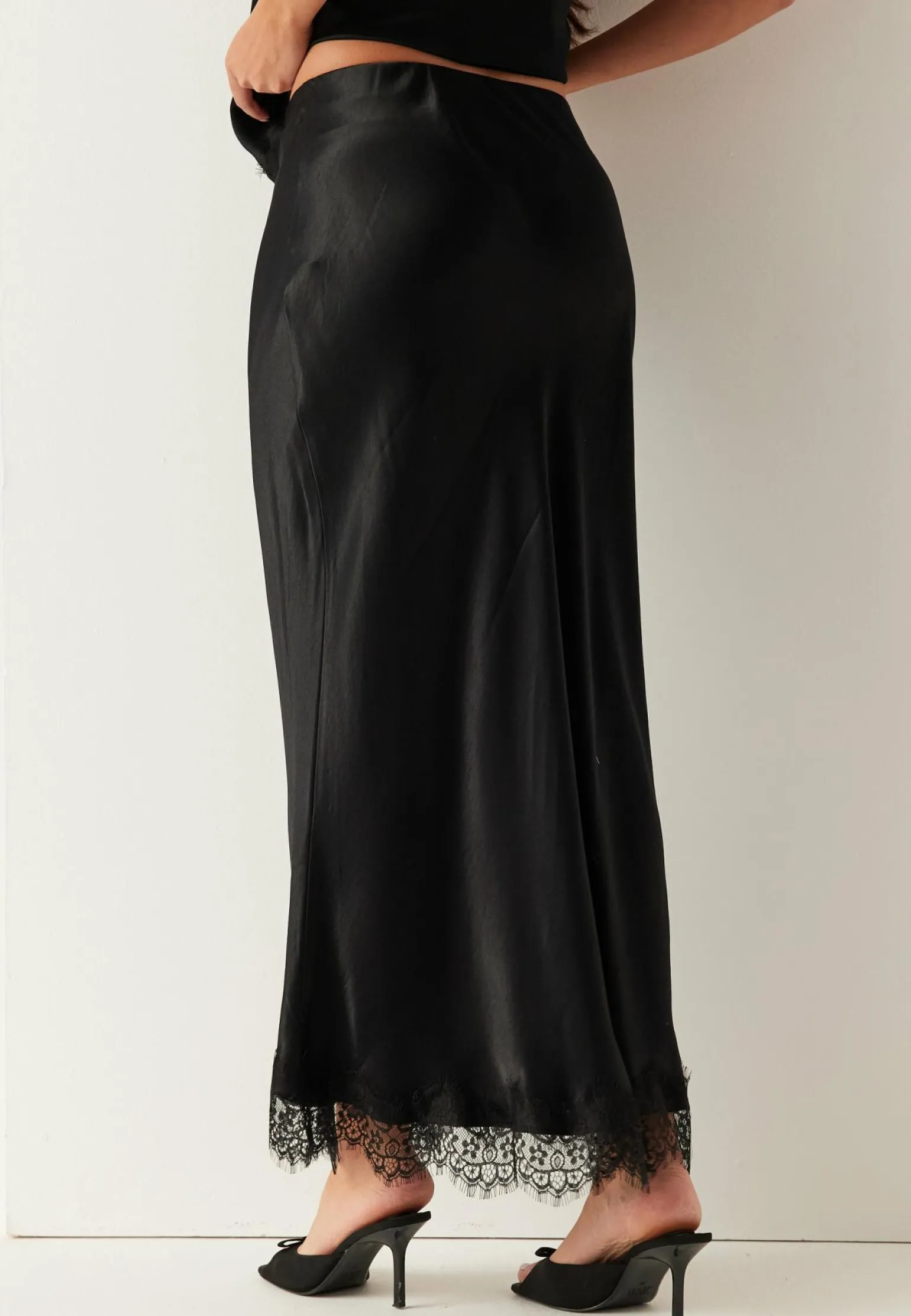 Viscose Satin Lace Skirt