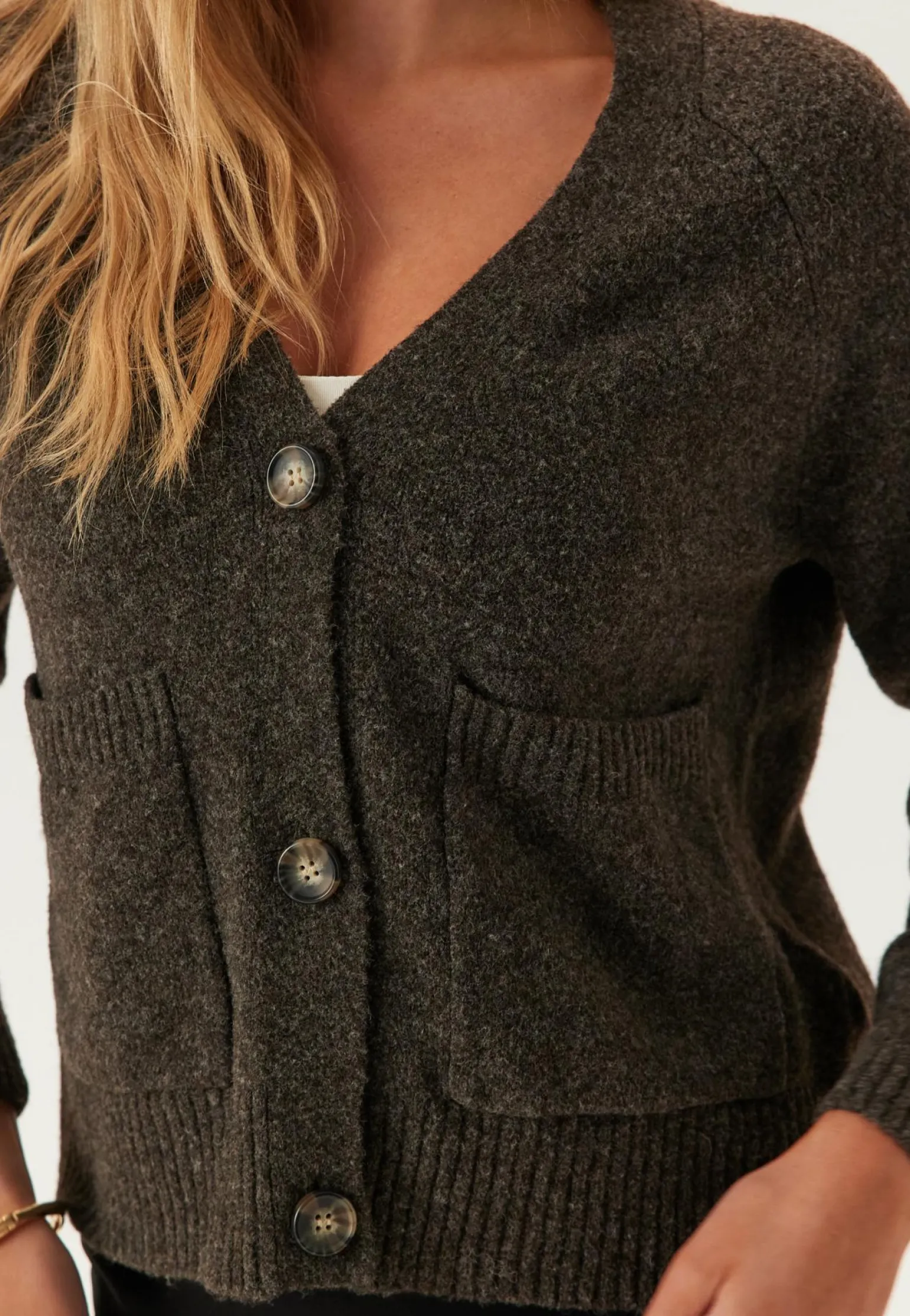 Vmboom Ls V-neck Button Cardig