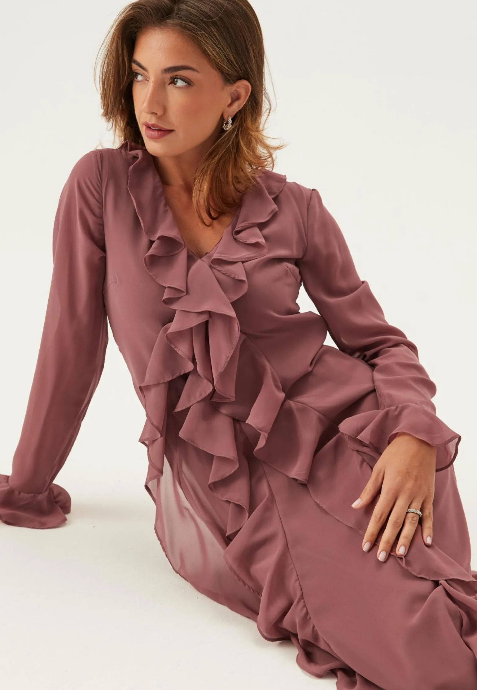 Vmholly Ls Flounce Ankle Dress