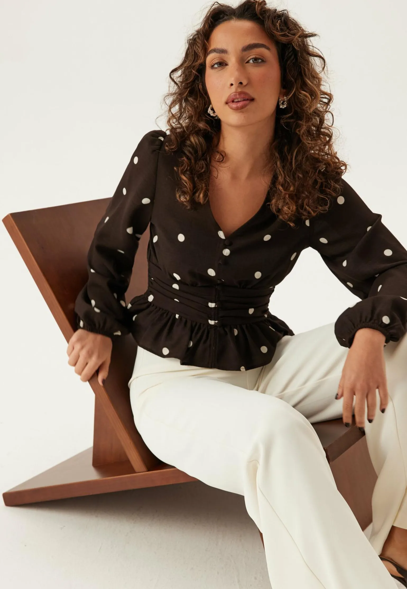 V-neck Button Blouse