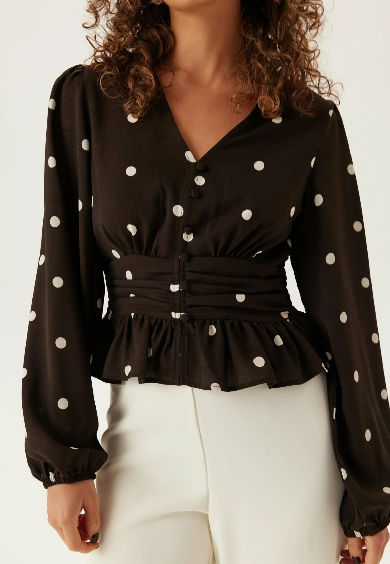 V-neck Button Blouse