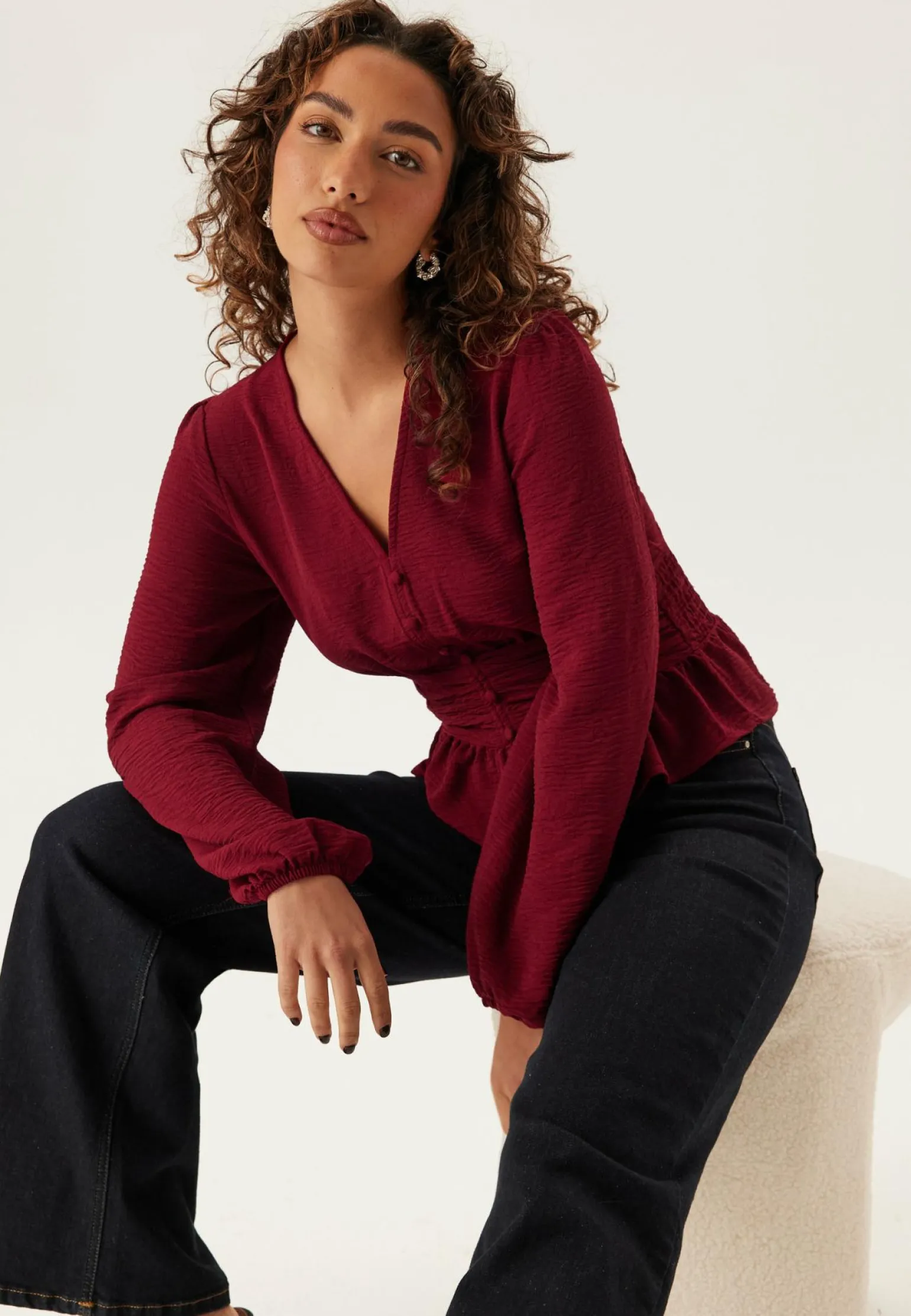 V-neck Button Blouse