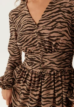 V-neck Button Short Dress