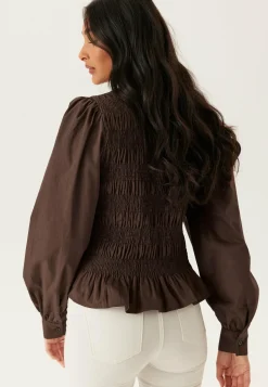 V-neck Cotton Smock Blouse