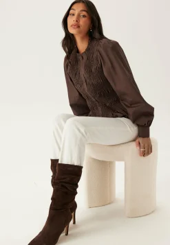 V-neck Cotton Smock Blouse