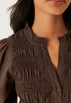 V-neck Cotton Smock Blouse