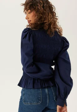 V-neck Cotton Smock Blouse