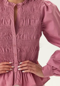 V-neck Cotton Smock Blouse