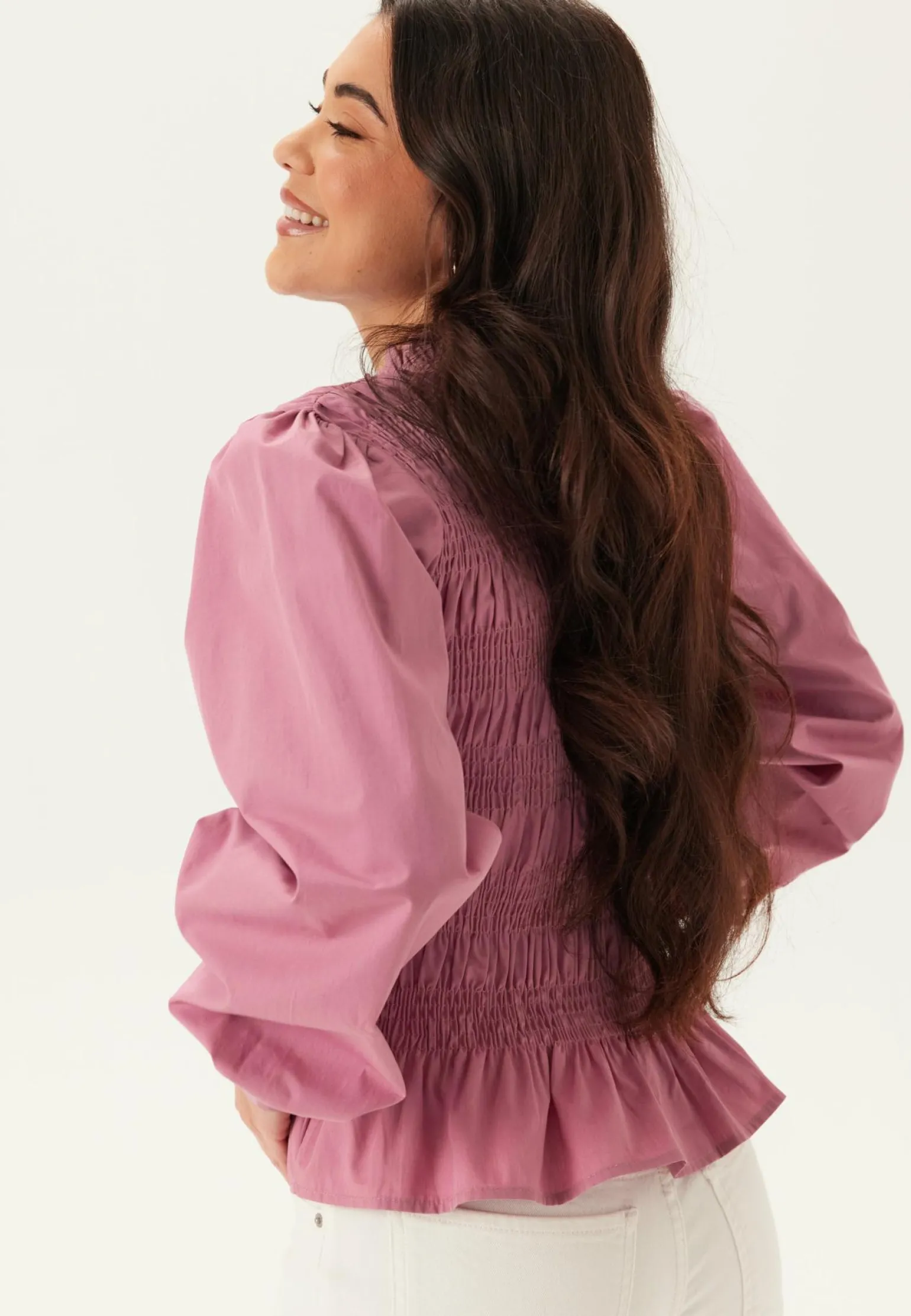 V-neck Cotton Smock Blouse