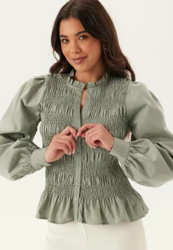 V-neck Cotton Smock Blouse