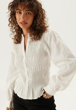 V-neck Cotton Smock Blouse