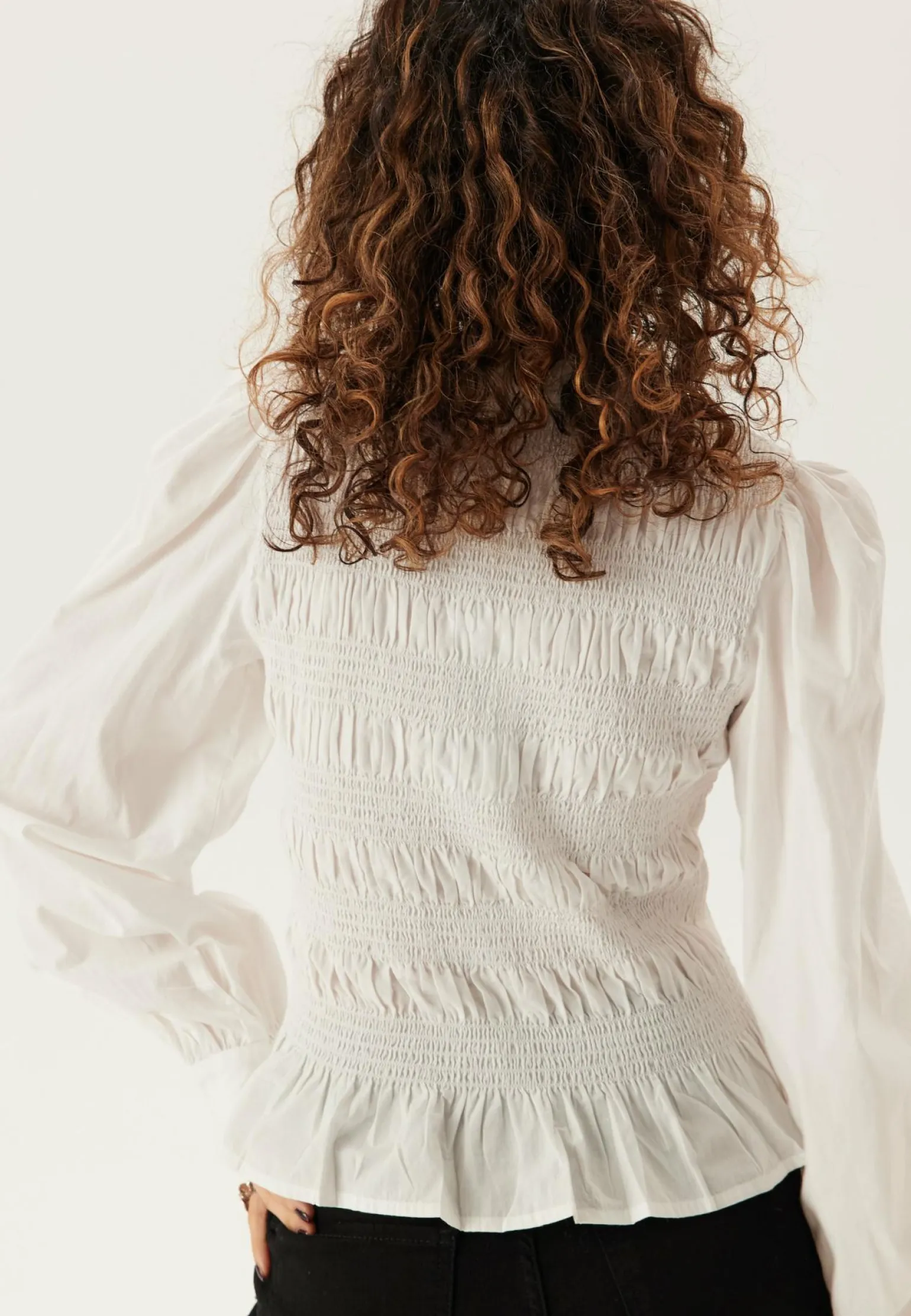 V-neck Cotton Smock Blouse