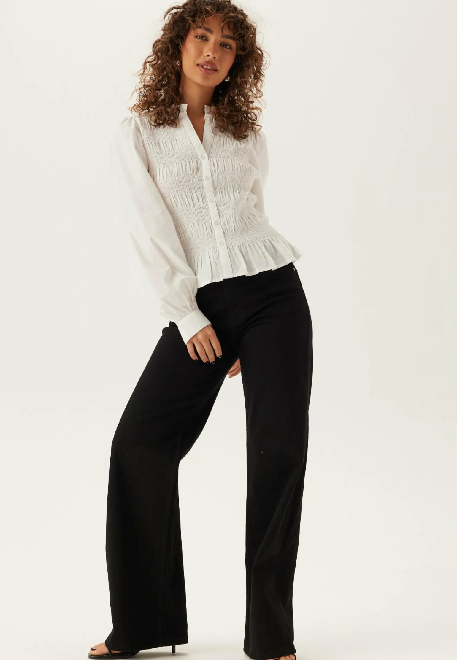 V-neck Cotton Smock Blouse
